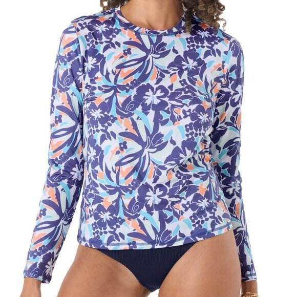 NWT - Roxy Ladies' Sun Protection Tee Navy Floral – Size S - Picture 1 of 3